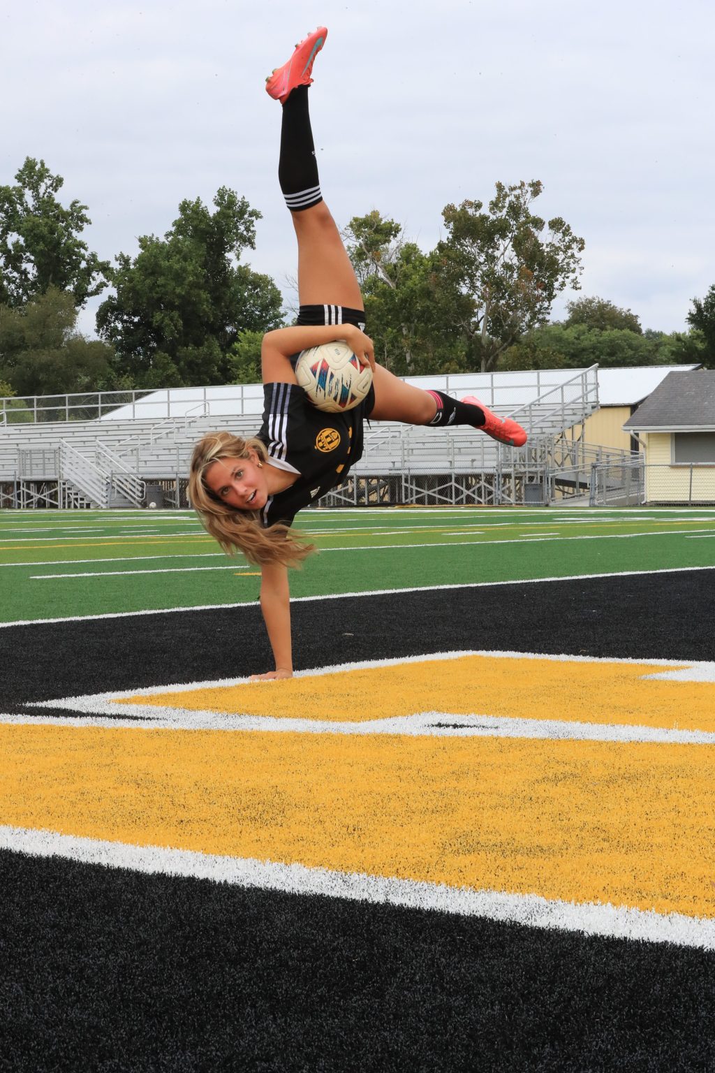 Kicking her heels for soccer!